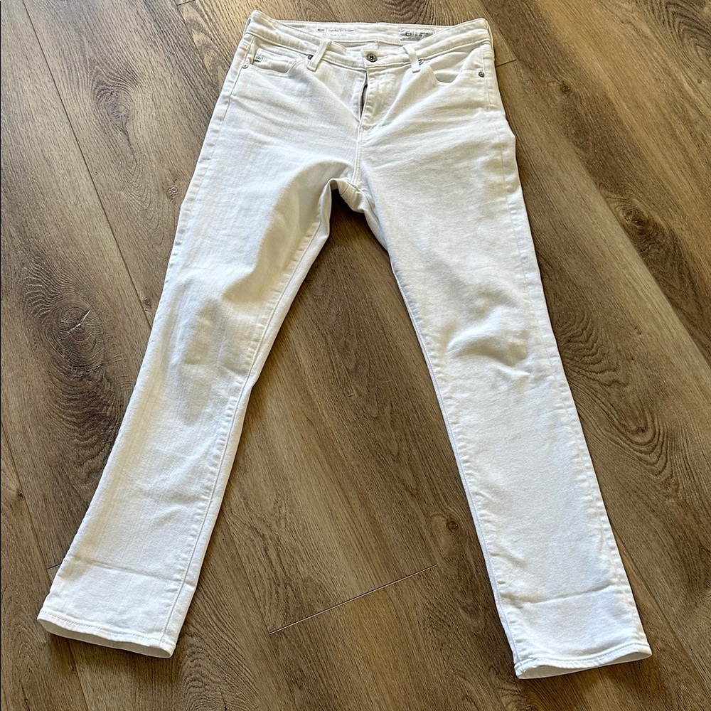 AG Adriano Goldschmied Cream Straight Leg Jeans